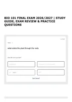 BIO 101 FINAL EXAM 2026&sol;2027 &vert; STUDY GUIDE&comma; EXAM REVIEW & PRACTICE QUESTIONS
