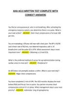 AHA ACLS WRITTEN TEST COMPLETE WITH CORRECT ANSWERS