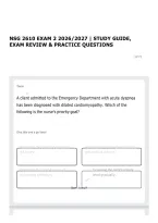 NSG 2610 EXAM 2 2026&sol;2027 &vert; STUDY GUIDE&comma; EXAM REVIEW & PRACTICE QUESTIONS