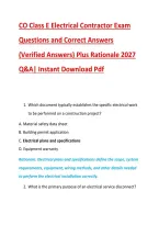 CO Class E Electrical Contractor Exam &NewLine;Questions and Correct Answers &NewLine;&lpar;Verified Answers&rpar; Plus Rationale 2027 &NewLine;Q&A&vert; Instant Download Pdf