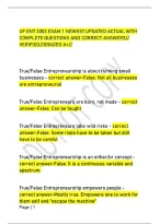 UF ENT 3003 EXAM 1  NEWEST UPDATED ACTUAL WITH COMPLETE QUESTIONS AND CORRECT ANSWERS&sol;&sol; VERIFIED&sol;&sol;GRADED A&plus;&sol;&sol;