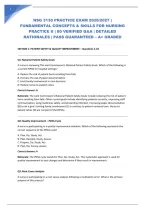 NSG 3130 PRACTICE EXAM 2026&sol;2027 &vert; FUNDAMENTAL CONCEPTS & SKILLS FOR NURSING PRACTICE II &vert; 80 VERIFIED Q&A &vert; DETAILED RATIONALES &vert; PASS GUARANTEED &ndash; A&plus; GRADED
