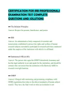 CERTIFICATION FOR IRB PROFESSIONALS&NewLine;EXAMINATION TEST COMPLETE&NewLine;QUESTIONS AND SOLUTIONS&NewLine;