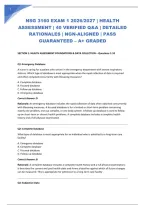 NSG 3160 EXAM 1 2026&sol;2027 &vert; HEALTH ASSESSMENT &vert; 40 VERIFIED Q&A &vert; DETAILED RATIONALES &vert; NGN-ALIGNED &vert; PASS GUARANTEED &ndash; A&plus; GRADED