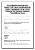 2026 Respiratory Pathophysiology Nursing Study Guide&colon; Practice Questions&comma; Answer Explanations&comma; COPD&comma; Asthma&comma; Pneumonia&comma; Gas Exchange&comma; Respiratory Failure&comma; Clinical Review