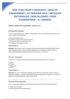 NSG 3160 EXAM 2 2026&sol;2027 &vert; HEALTH ASSESSMENT &vert; 40 VERIFIED Q&A &vert; DETAILED RATIONALES &vert; NGN-ALIGNED &vert; PASS GUARANTEED &ndash; A&plus; GRADED 