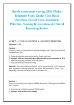 Health Assessment Nursing 2026 Clinical &NewLine;Judgment Study Guide&colon; Case-Based &NewLine;Questions&comma; Patient Cues&comma; Assessment &NewLine;Priorities&comma; Nursing Interventions & Clinical &NewLine;Reasoning Review