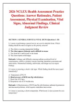 2026 NCLEX Health Assessment Practice &NewLine;Questions&colon; Answer Rationales&comma; Patient &NewLine;Assessment&comma; Physical Examination&comma; Vital &NewLine;Signs&comma; Abnormal Findings&comma; Clinical &NewLine;Judgment Review