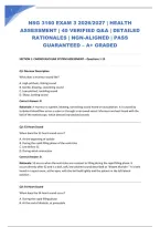 NSG 3160 EXAM 3 2026&sol;2027 &vert; HEALTH ASSESSMENT &vert; 40 VERIFIED Q&A &vert; DETAILED RATIONALES &vert; NGN-ALIGNED &vert; PASS GUARANTEED &ndash; A&plus; GRADED