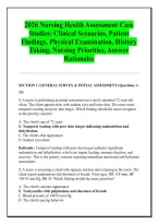 2026 Nursing Health Assessment Case &NewLine;Studies&colon; Clinical Scenarios&comma; Patient &NewLine;Findings&comma; Physical Examination&comma; History &NewLine;Taking&comma; Nursing Priorities&comma; Answer &NewLine;Rationales