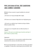 PSYC 210 EXAM ACTUAL TEST QUESTIONS&NewLine;AND CORRECT ANSWERS