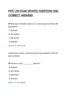 PSYC 210 EXAM UPDATED QUESTIONS AND&NewLine;CORRECT ANSWERS