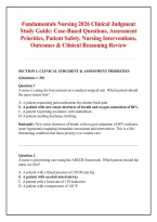 Fundamentals Nursing 2026 Clinical Judgment &NewLine;Study Guide&colon; Case-Based Questions&comma; Assessment &NewLine;Priorities&comma; Patient Safety&comma; Nursing Interventions&comma; &NewLine;Outcomes & Clinical Reasoning Review 