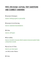 PSYC 290 EXAM 1 ACTUAL TEST QUESTIONS&NewLine;AND CORRECT ANSWERS