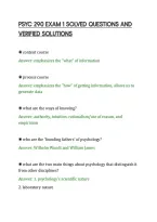 PSYC 290 EXAM 1 SOLVED QUESTIONS AND&NewLine;VERIFIED SOLUTIONS