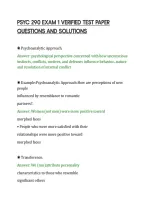 PSYC 290 EXAM 1 VERIFIED TEST PAPER&NewLine;QUESTIONS AND SOLUTIONS&NewLine;
