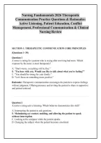 Nursing Fundamentals 2026 Therapeutic &NewLine;Communication Practice Questions & Rationales&colon; &NewLine;Active Listening&comma; Patient Education&comma; Conflict &NewLine;Management&comma; Professional Communication & Clinical &NewLine;Nursing Review