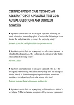 CERTIFIED PATIENT CARE TECHNICIAN&NewLine;ASSISTANT CPCT A PRACTICE TEST 2&period;0 B&NewLine;ACTUAL QUESTIONS AND CORRECT&NewLine;ANSWERS