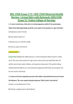 NSG 3500 Exam 2 V3 &vert; NSG 3500 Maternal Health &NewLine;Review &vert; Actual Q&A with Rationale &lpar;NSG3500 &NewLine;Exam 2&rpar; &vert; Galen College of Nursing 
