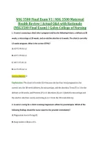 NSG 3500 Final Exam V1 &vert; NSG 3500 Maternal &NewLine;Health Review &vert; Actual Q&A with Rationale &NewLine;&lpar;NSG3500 Final Exam&rpar; &vert; Galen College of Nursing