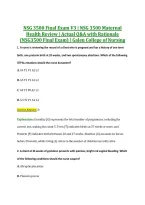 NSG 3500 Final Exam V3 &vert; NSG 3500 Maternal &NewLine;Health Review &vert; Actual Q&A with Rationale &NewLine;&lpar;NSG3500 Final Exam&rpar; &vert; Galen College of Nursing