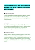CERTIFIED PROFESSIONAL FOOD SAFETY&NewLine;EXAM SCRIPT WITH VERIFIED QUESTIONS&NewLine;AND ANSWERS