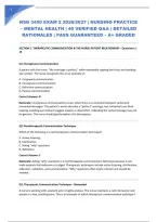 NSG 3450 EXAM 2 2026&sol;2027 &vert; NURSING PRACTICE &ndash; MENTAL HEALTH &vert; 40 VERIFIED Q&A &vert; DETAILED RATIONALES &vert; PASS GUARANTEED &ndash; A&plus; GRADED