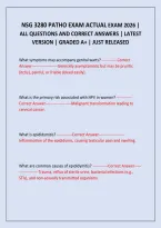 NSG 3280 PATHO EXAM ACTUAL EXAM 2026 &vert; ALL QUESTIONS AND CORRECT ANSWERS &vert; LATEST VERSION &vert; GRADED A&plus; &vert; JUST RELEASED