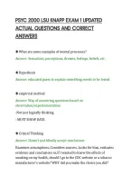 PSYC 2000 LSU KNAPP EXAM 1 UPDATED&NewLine;ACTUAL QUESTIONS AND CORRECT&NewLine;ANSWERS