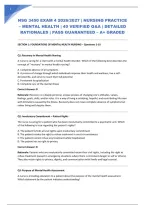 NSG 3450 EXAM 4 2026&sol;2027 &vert; NURSING PRACTICE &ndash; MENTAL HEALTH &vert; 40 VERIFIED Q&A &vert; DETAILED RATIONALES &vert; PASS GUARANTEED &ndash; A&plus; GRADED