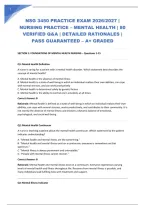 NSG 3450 PRACTICE EXAM 2026&sol;2027 &vert; NURSING PRACTICE &ndash; MENTAL HEALTH &vert; 80 VERIFIED Q&A &vert; DETAILED RATIONALES &vert; PASS GUARANTEED &ndash; A&plus; GRADED