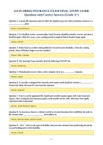 FLORIDA INSURANCE EXAM FINAL STUDY GUIDE&NewLine;Questions with Correct Answers &lpar;Grade A&plus;&rpar;
