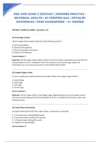 NSG 3500 EXAM 2 2026&sol;2027 &vert; NURSING PRACTICE &ndash; MATERNAL HEALTH &vert; 40 VERIFIED Q&A &vert; DETAILED RATIONALES &vert; PASS GUARANTEED &ndash; A&plus; GRADED
