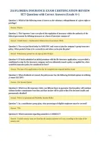  FLORIDA INSURANCE EXAM CERTIFICATION REVIEW&NewLine;SET Questions with Correct Answers &lpar;Grade A&plus;&rpar;