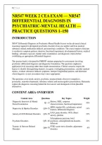 NR547 WEEK 2 CEA EXAM &mdash; NR547 &NewLine;DIFFERENTIAL DIAGNOSIS IN &NewLine;PSYCHIATRIC-MENTAL HEALTH &mdash; PRACTICE QUESTIONS 1&ndash;150 &NewLine;