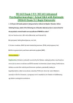 NU 643 Exam 3 V2 &vert; NU 643 Advanced &NewLine;Psychopharmacology &vert; Actual Q&A with Rationale &NewLine;&lpar;NU643 Exam 3&rpar; &vert; Regis University