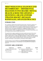 NR547 WEEK 8 FINAL EXAM DUE 22ND DECEMBER 2025 &mdash; DIFFERENTIAL &NewLine;DIAGNOSIS IN PSYCHIATRIC-MENTAL &NewLine;HEALTH ACROSS THE LIFESPAN &mdash; &NewLine;QUESTIONS 1-100 AND ANSWERS &NewLine;UPDATED 2026&sol;2027 &vert; DETAILED &NewLine;RATIONALES &vert; ADVANCED PRACTICE &NewLine;