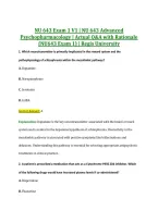 NU 643 Exam 1 V1 &vert; NU 643 Advanced &NewLine;Psychopharmacology &vert; Actual Q&A with Rationale &NewLine;&lpar;NU643 Exam 1&rpar; &vert; Regis University