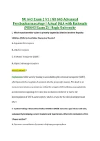 NU 643 Exam 2 V1 &vert; NU 643 Advanced &NewLine;Psychopharmacology &vert; Actual Q&A with Rationale &NewLine;&lpar;NU643 Exam 2&rpar; &vert; Regis University 