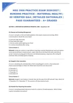 NSG 3500 PRACTICE EXAM 2026&sol;2027 &vert; NURSING PRACTICE &ndash; MATERNAL HEALTH &vert; 80 VERIFIED Q&A &vert; DETAILED RATIONALES &vert; PASS GUARANTEED &ndash; A&plus; GRADED