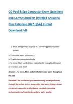 CO Pool & Spa Contractor Exam Questions &NewLine;and Correct Answers &lpar;Verified Answers&rpar; &NewLine;Plus Rationale 2027 Q&A&vert; Instant &NewLine;Download Pdf