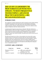 2026 ATI RN LEADERSHIP CMS &NewLine;PROCTORED EXAM WITH NGN &vert; &NewLine;UPDATE &vert; 70 MOST FREQUENTLY &NewLine;TESTED TOPICS &vert; ADVANCED PRACTICE QUESTIONS 1&ndash;100 &vert; &NewLine;DETAILED RATIONALES &NewLine;