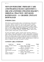 MSN 629 PEDIATRIC PRIMARY CARE &NewLine;AND PHARMACOLOGY &lbrack;QUESTION 1100&rsqb; AND ANSWERS UPDATED 2026&sol;2027 &vert; &NewLine;ORIGINAL PRACTICE &vert; DETAILED &NewLine;RATIONALES &ndash; A&plus; GRADED &vert; INSTANT &NewLine;DOWNLOAD &NewLine;