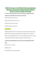 NUR 202 Exam 3 V1 &vert; NUR 202 Maternal Newborn &NewLine;Nursing &vert; Actual Q&A with Rationale &lpar;NUR202 &NewLine;Exam 3&rpar; &vert; Jersey College of Nursing 