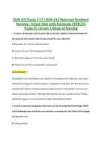 NUR 202 Exam 3 V3 &vert; NUR 202 Maternal Newborn &NewLine;Nursing &vert; Actual Q&A with Rationale &lpar;NUR202 &NewLine;Exam 3&rpar; &vert; Jersey College of Nursing 