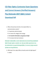 CO Fiber Optics Contractor Exam Questions &NewLine;and Correct Answers &lpar;Verified Answers&rpar; &NewLine;Plus Rationale 2027 Q&A&vert; Instant &NewLine;Download Pdf 