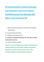 CO Communications Systems Contractor &NewLine;Exam Questions and Correct Answers &NewLine;&lpar;Verified Answers&rpar; Plus Rationale 2027 &NewLine;Q&A&vert; Instant Download Pdf