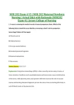 NUR 202 Exam 4 V3 &vert; NUR 202 Maternal Newborn &NewLine;Nursing &vert; Actual Q&A with Rationale &lpar;NUR202 &NewLine;Exam 4&rpar; &vert; Jersey College of Nursing 
