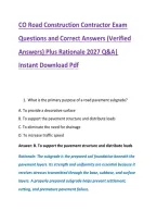 CO Road Construction Contractor Exam &NewLine;Questions and Correct Answers &lpar;Verified &NewLine;Answers&rpar; Plus Rationale 2027 Q&A&vert; &NewLine;Instant Download Pdf