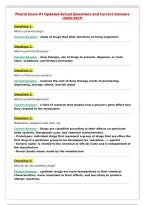 Pharm Exam &num;1 Updated Actual Questions and Correct Answers&NewLine;&lpar;2026-2027&rpar;&NewLine;
